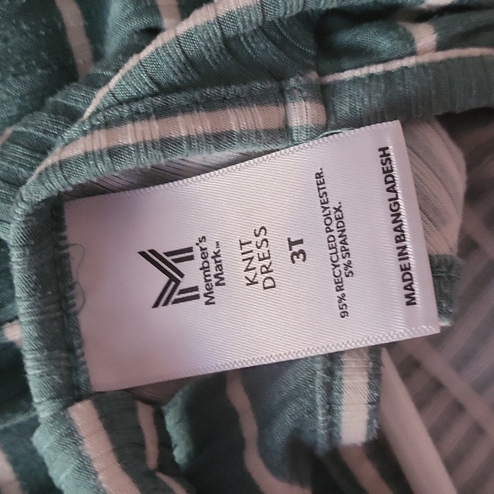 Member's Mark Striped Green Kids Dress - Picture 3 of 3